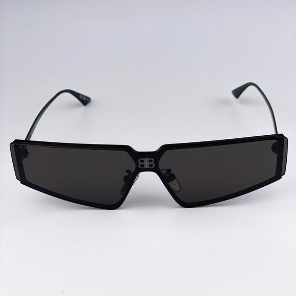Balenciaga BB0192S 001 Sunglasses Black Shiny Rectangle Unisex main image 6